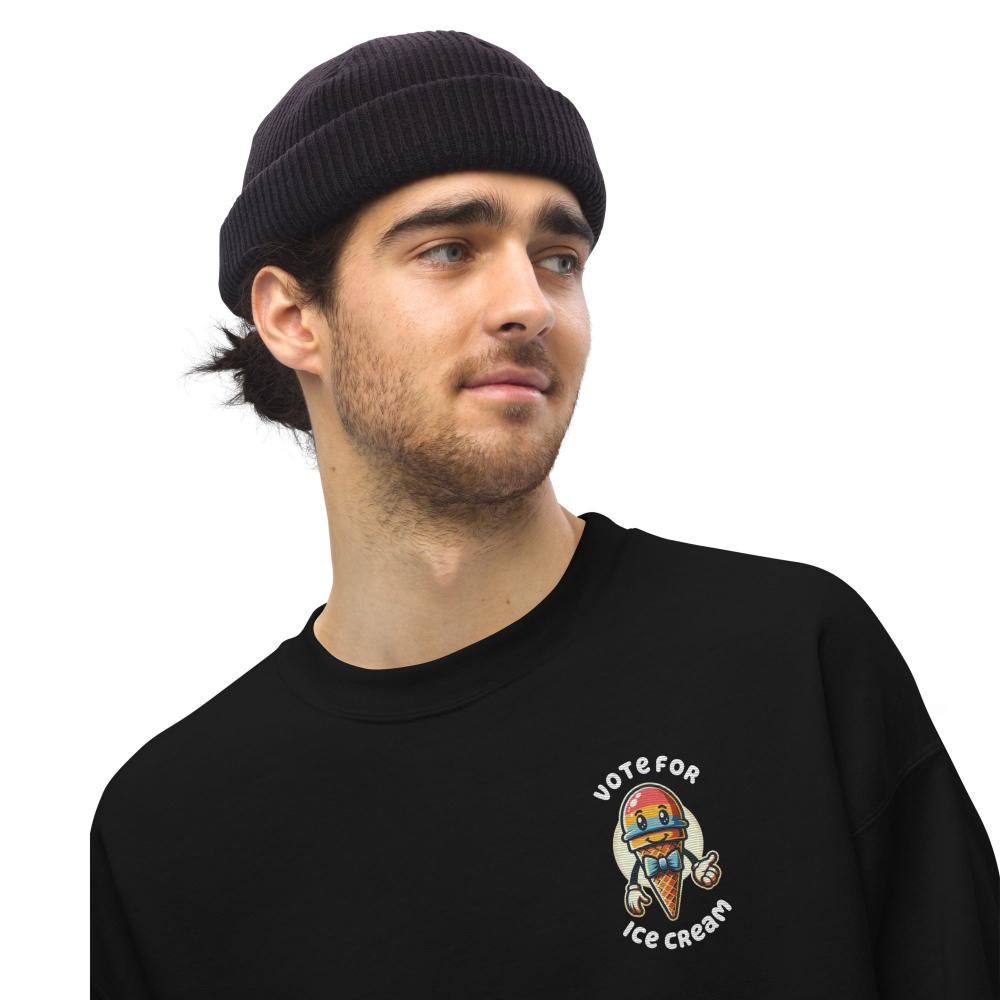 Vote For Ice Cream Embroidered Sweatshirt - Black Color - https://ascensionemporium.net